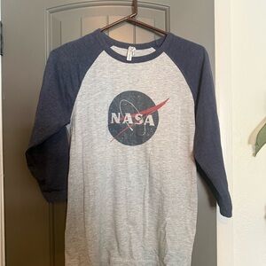 NASA Raglan Logo Tee - Grey Body with Navy Sleeves